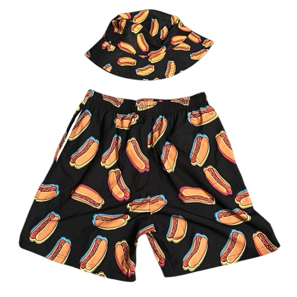 Hot Dog Print Shirt, Shorts, and Bucket Hat Set Men’s Medium - Picture 8 of 8